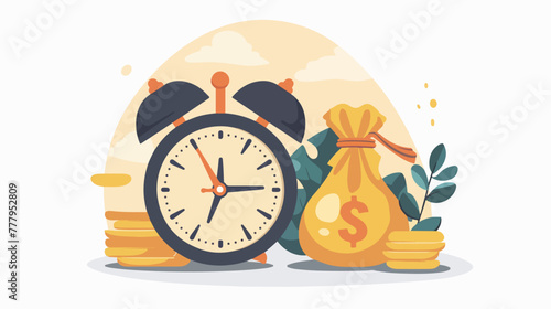 Clock and bag time isolated money fast loan quick credit pay