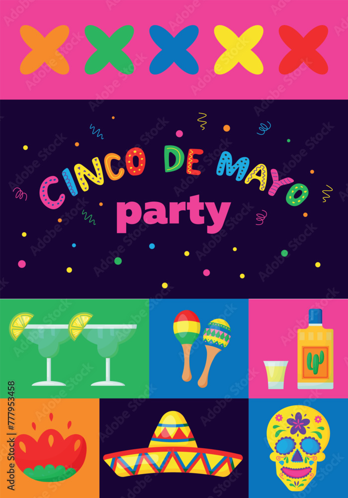 Cinco De Mayo. Inscription May 5 in Spanish. Holiday concept. Template for background, banner, card, poster with text inscription. Cinco De Mayo. Inscription May 5 in Spanish. Holiday concept. Template for background, banner, card, poster with text inscription.