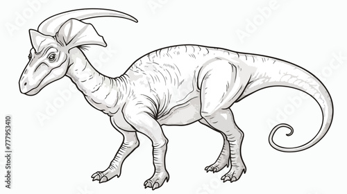 Colorless funny cartoon parasaurolophus. illustration