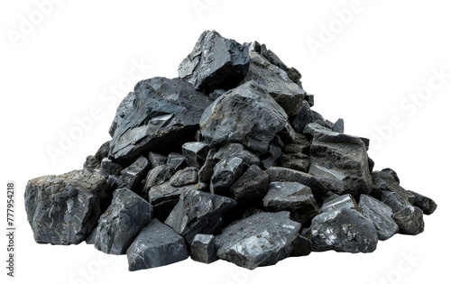 Heap of black coal isolated on transparent background