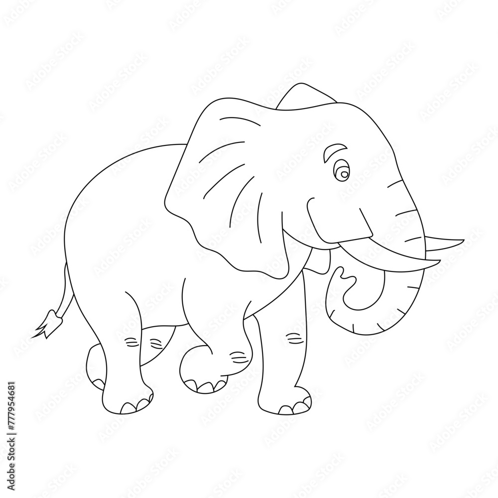 Outline Elephant Clipart. Cartoon Wild Animals Clipart Set for Lovers of Wildlife. 
