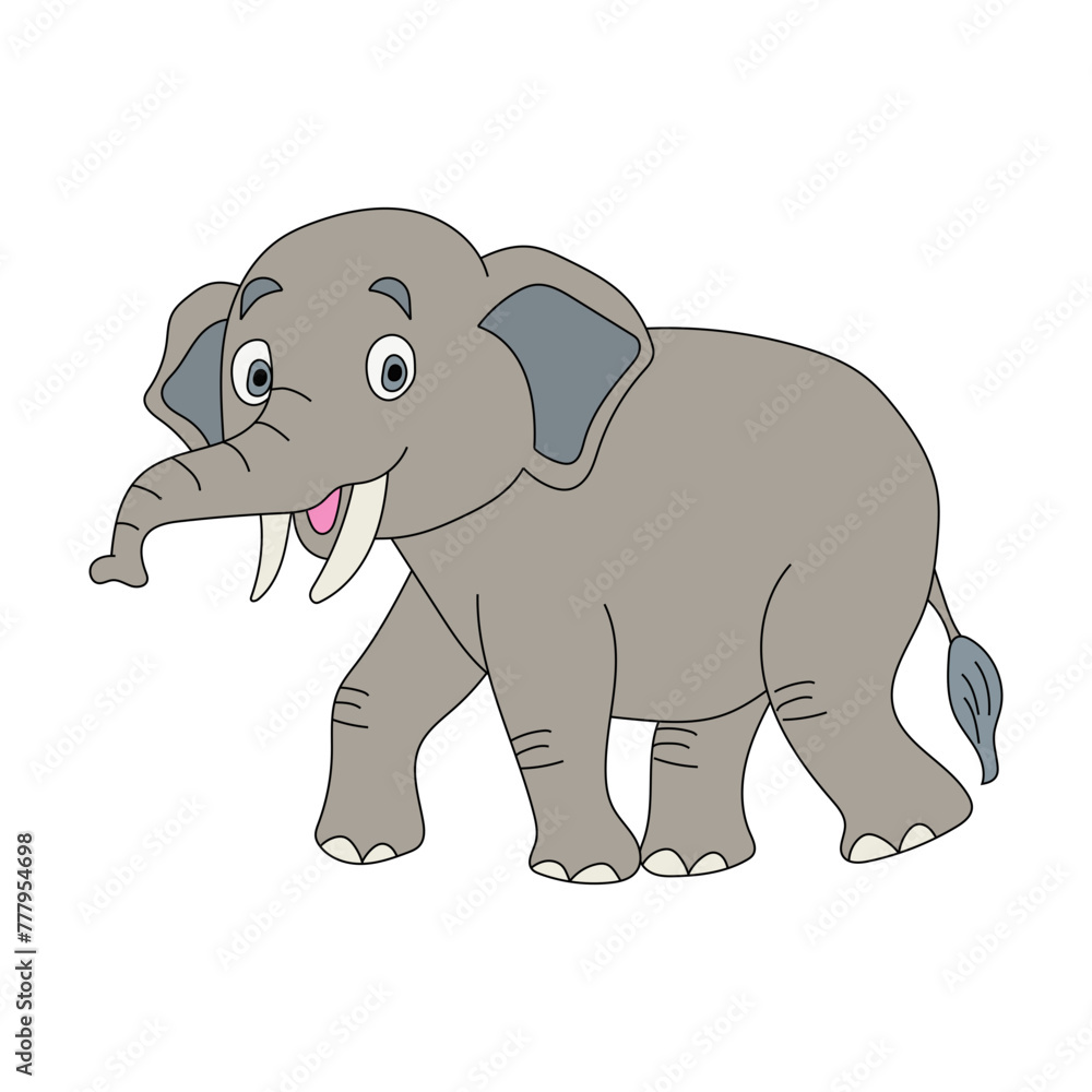 Colorful Elephant Clipart. Cartoon Wild Animals Clipart Set for Lovers of Wildlife. 