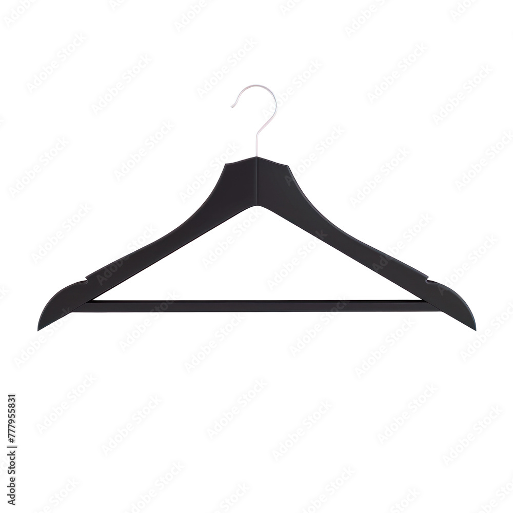 A close up of a black hanger with a white hook A close up of a black hanger with a white hook