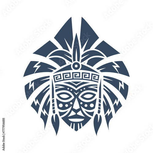 vector illustration of primitive tribal mask face