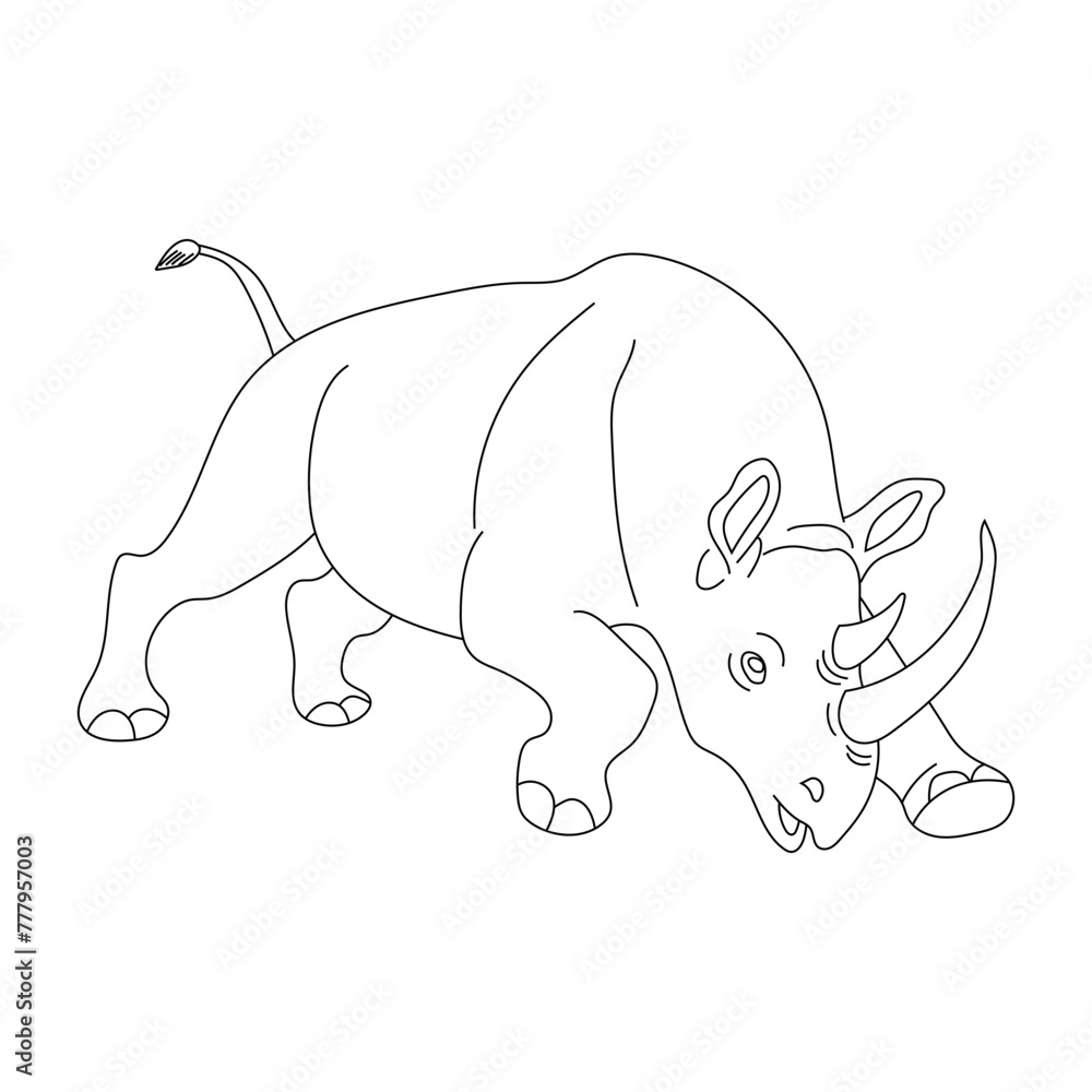Obraz premium Rhino Clipart for Wildlife and Wild Animals Lovers. Cartoon Rhinoceros Clipart