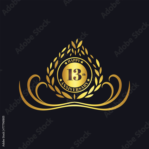 13rd Anniversary lettering design template. Vector and illustration.
