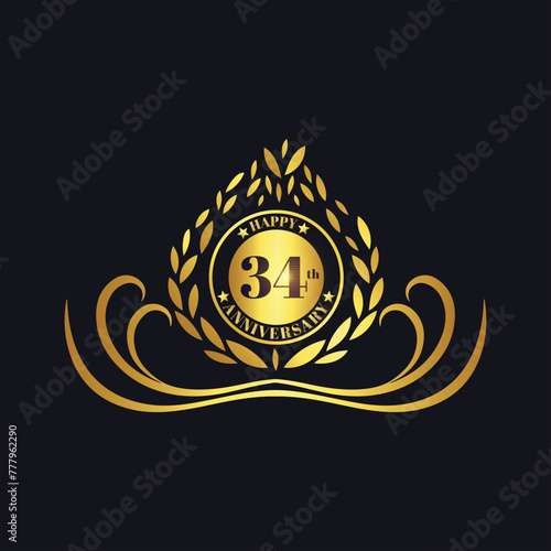 34th Anniversary lettering design template. Vector and illustration.	

