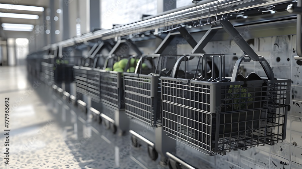 Efficient Factory Interior with Automated Conveyor Belt System for Product Transport and Storage