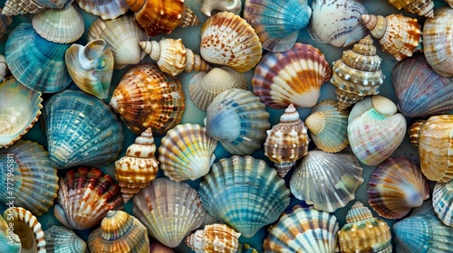Diverse Seashells Displaying Various Colors