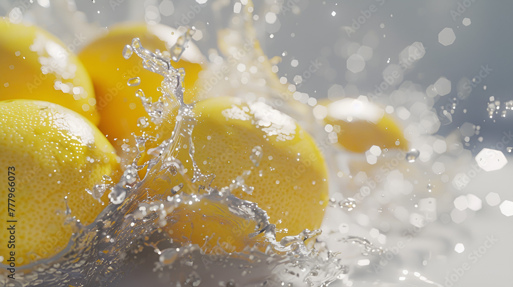 Fresh lemons in water splashes. High quality. Lemon splashing into clear water. Fresh lemons in water splashes. High quality. Lemon splashing into clear water.