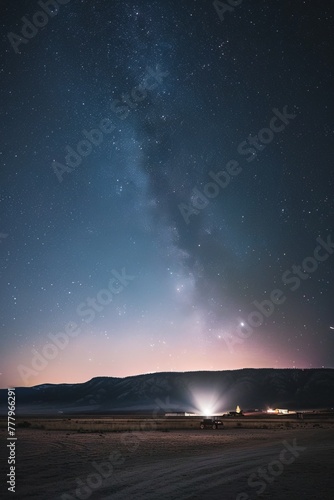 Zodiacal Light  a Faint Glow in The Night Sky Caused by Sunlight Scattered Off Dust Particles in The Plane of The Solar System  Generative AI