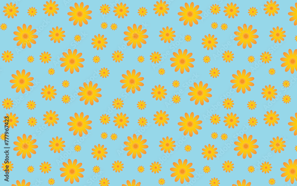 orange daisies on blue background for wallpaper or background PNG