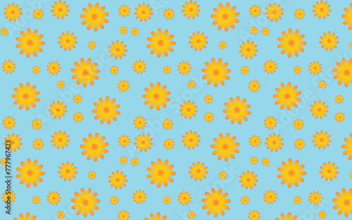 orange daisies on blue background for wallpaper or background PNG