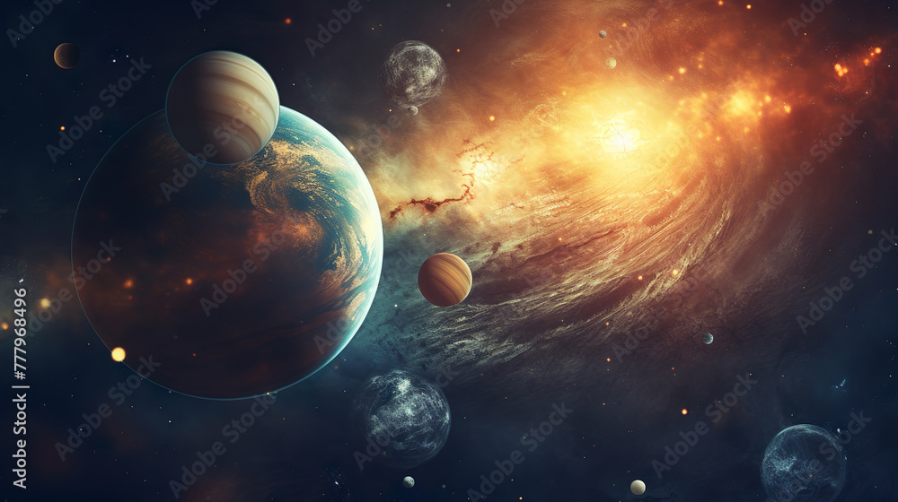 Solar system planet, sun and star Solar system planet, sun and star