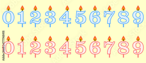 birthday age candles, number candle,for birthday, with flame, lit candle, boys and girls pink and blue candle
