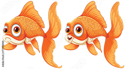 Two vibrant orange goldfish with expressive eyes