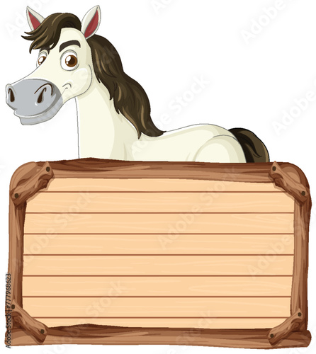 Vector illustration of a horse holding a sign © brgfx
