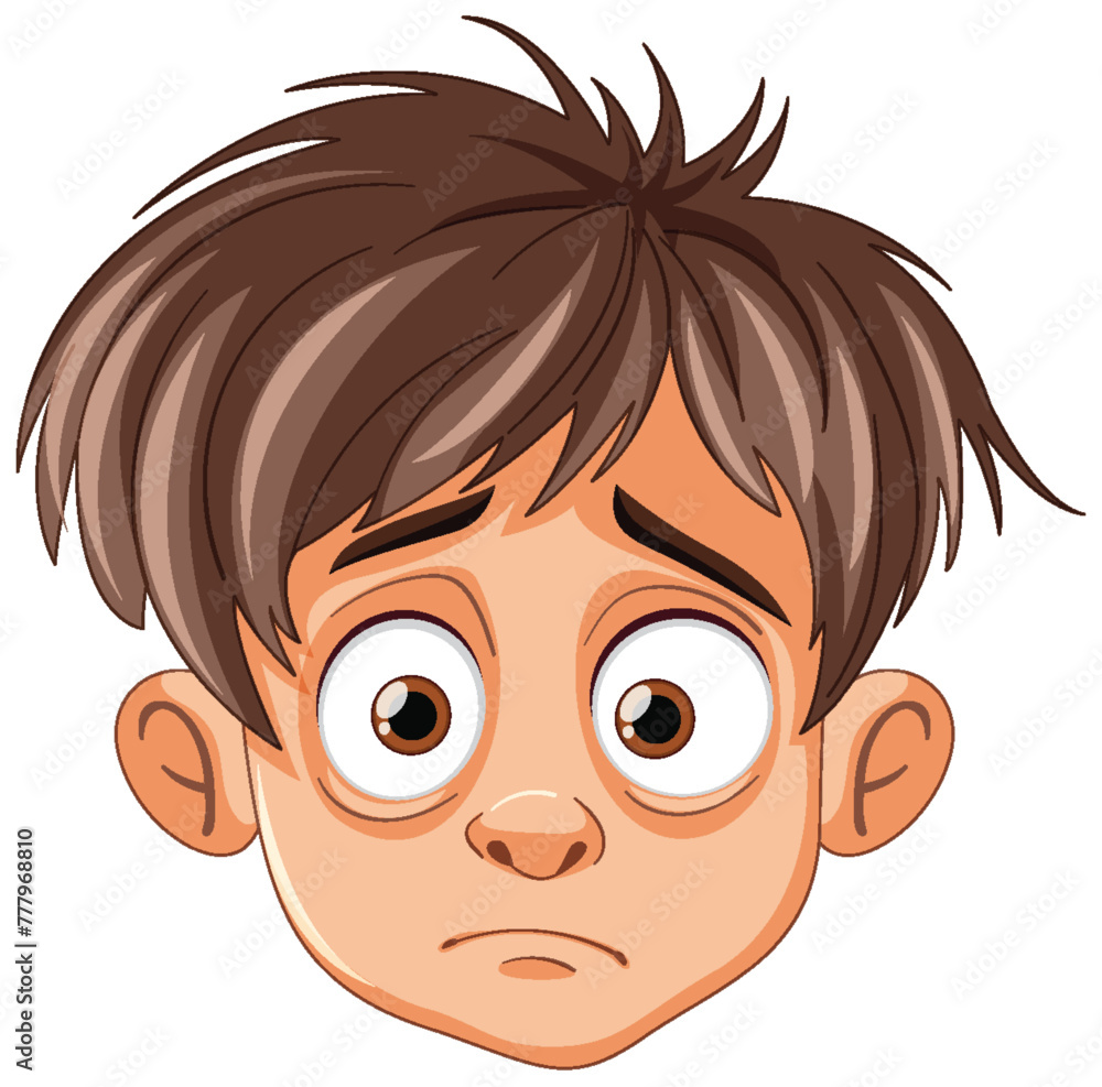 Cartoon illustration of a boy with a worried look. Cartoon illustration of a boy with a worried look.
