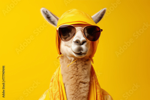 Fashionable Llama in Yellow © spyrakot