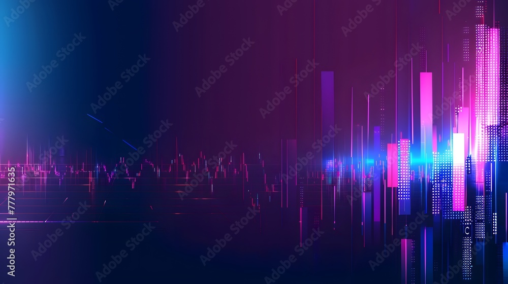 Modern Financial Tech Display,Neon Glow Bar Graph and Trading Charts on Dark Blue Gradient. For Design, Background, Cover, Poster, Banner, PPT, KV design, Wallpaper Modern Financial Tech Display,Neon Glow Bar Graph and Trading Charts on Dark Blue Gradient. For Design, Background, Cover, Poster, Banner, PPT, KV design, Wallpaper