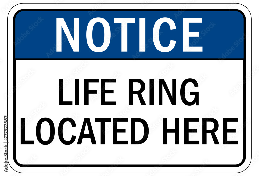 Life jacket sign life ring located here