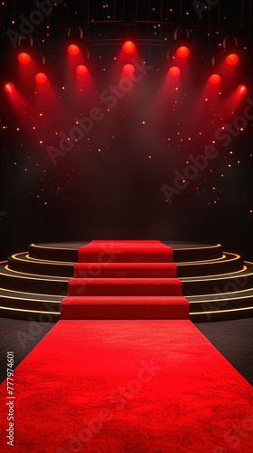 Award Stage Podium with Red Carpet For Award Ceremony