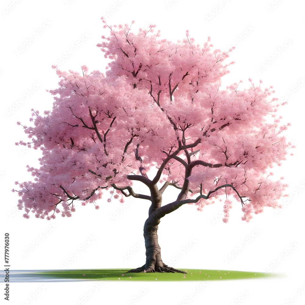 Japanese Sakura tree 3d illustration isolated on pure white background