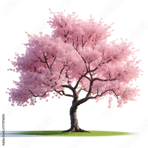 Japanese Sakura tree 3d illustration isolated on pure white background © Abuhena