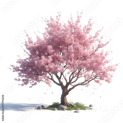 Sakura tree 3d illustration isolated on pure white background © Abuhena
