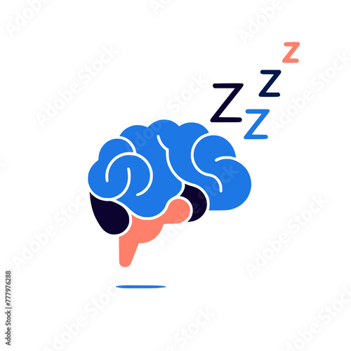 Cognitive States : Minimalist Concept illustration of Deep sleep and brain	
