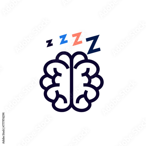 Cognitive States : Minimalist Icon of restorative sleep and brain	