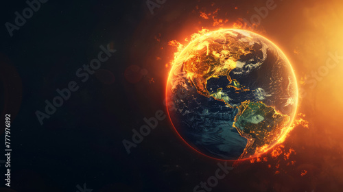 Aerial view of Earth with visible heatwaves distorting continents  photorealistic 