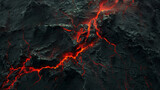 Scorched earth from orbit, cracks glowing red, surreal,