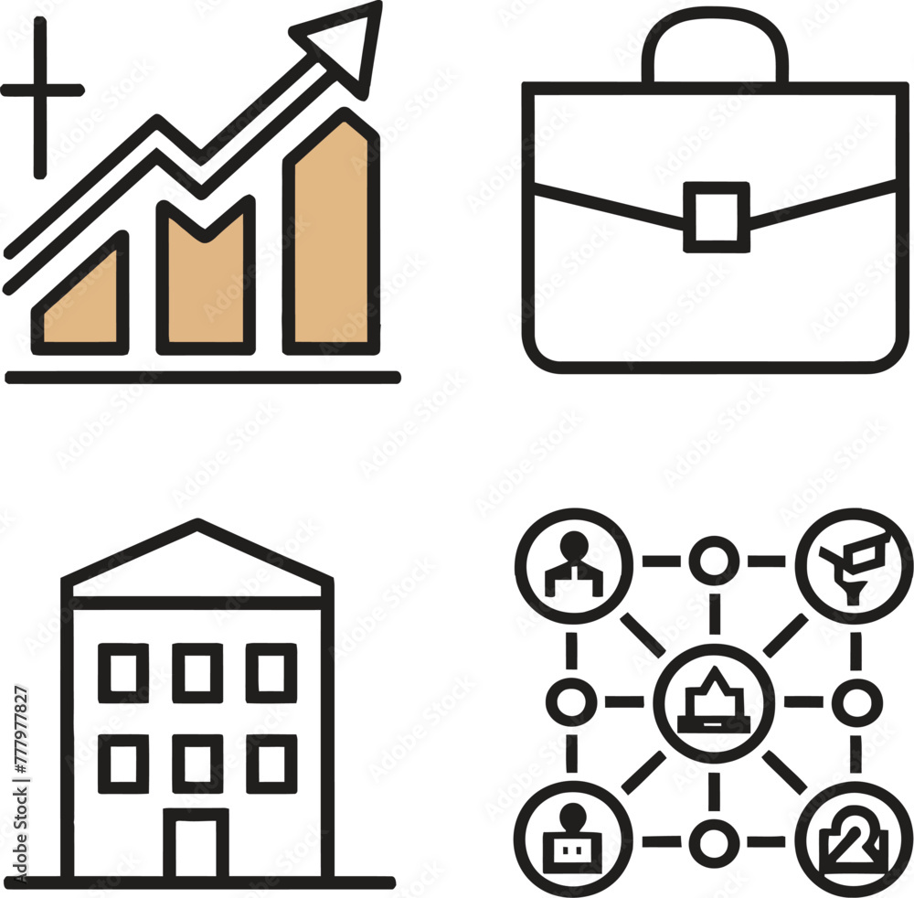 Set of vector icons and essential elements of business.AI generative.
