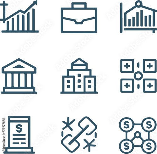 Set of vector icons and essential elements of business.AI generative.