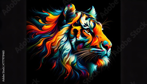 Abstract vibrant colorful illustration of tiger