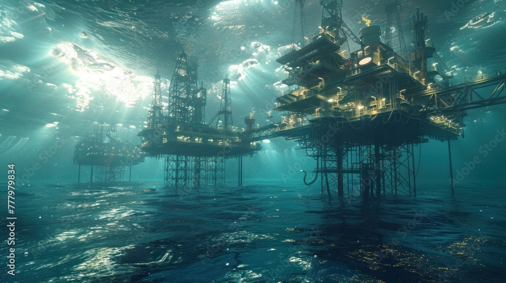 Obraz premium Offshore oil and gas production Explore emerging technologies and practices