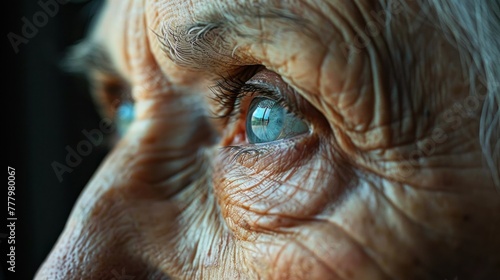 Close-up photos of the skin Old woman s life experience Deep wrinkles with Botox