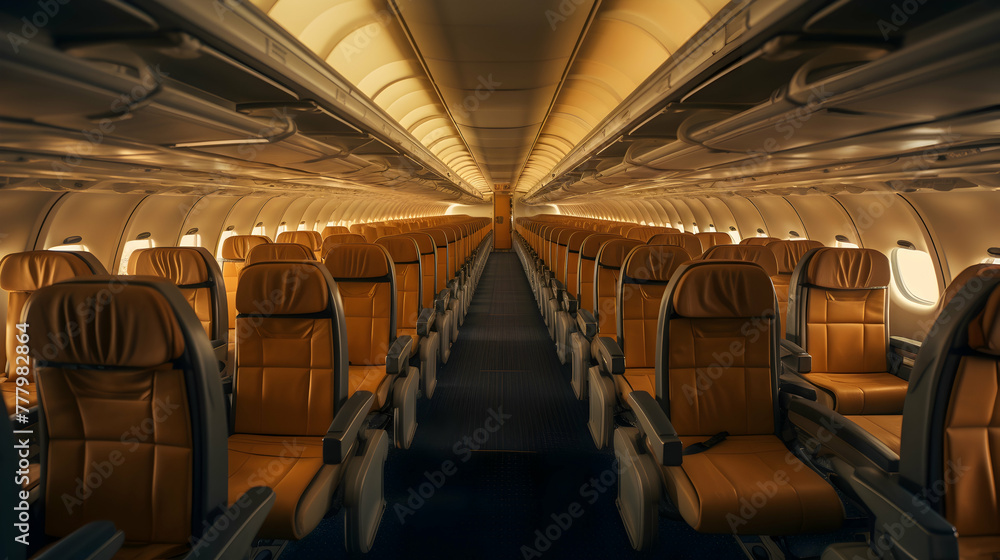 Airplane interior during flight