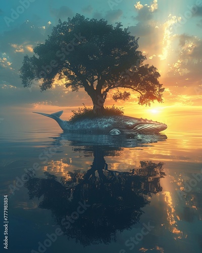 north rune, demonstrate, dreamy world, whale watching, Sacrifice , 3D illustration
