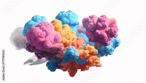 Explosion of colorful smoke on white background. 3d illustration. Generative AI © Photo Wall