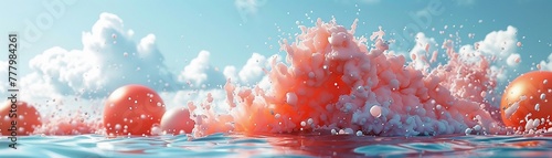 radiography, bomb,salmon, ocean, dreampop , 3D illustration photo