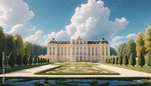 Schonbrunn Palace in Vienna, Austria. 3d render. Generative AI photo