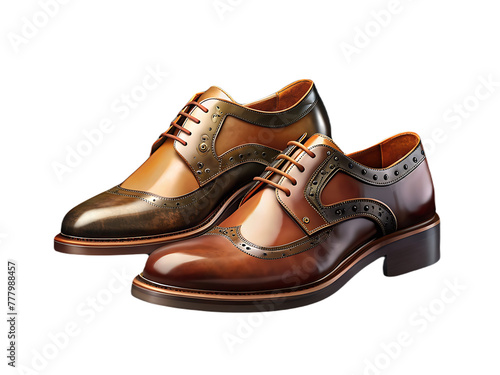 PSD a brown shoe with a black tie on it