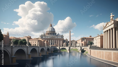 St. Peter's Basilica in Vatican City, Rome, Italy. Generative AI