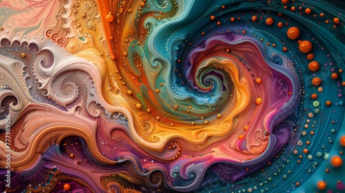 This fractal art captures a hypnotic swirl of colors, blending harmoniously in a surreal, dreamlike spiral.