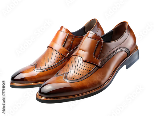 PSD a brown shoe with a black tie on it