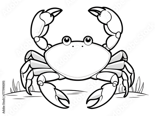 Cute crab coloring page outline