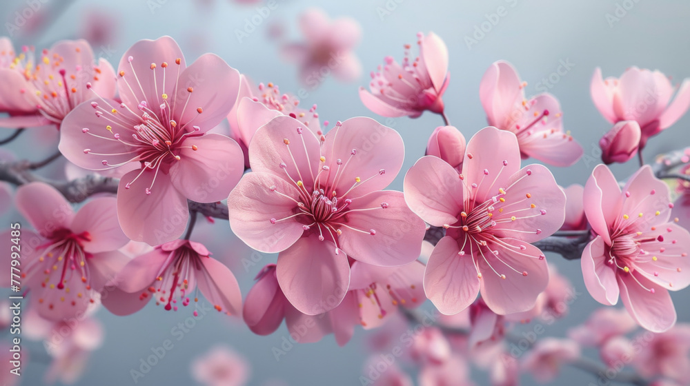 Spring sakura cherry blooming flowers bouquet. Isolated realistic pink petals, blossom, branches, leaves vector set. Design spring tree illustration. Spring sakura cherry blooming flowers bouquet. Isolated realistic pink petals, blossom, branches, leaves vector set. Design spring tree illustration.