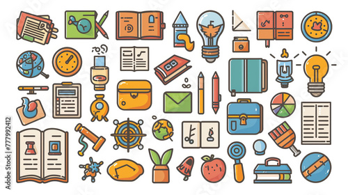 Back to school icon set with 50 different vector icons related with education  success  academic subjects and more. Editable stroke for your own needs.